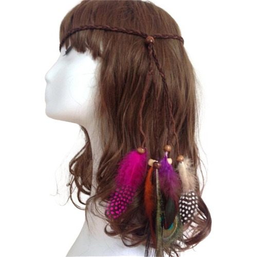 Diadema Plumas Hippie Boho Accesorio Para Cabello