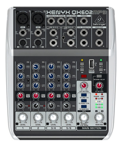 Consola Behringer QX602MP3 de mezcla 127V