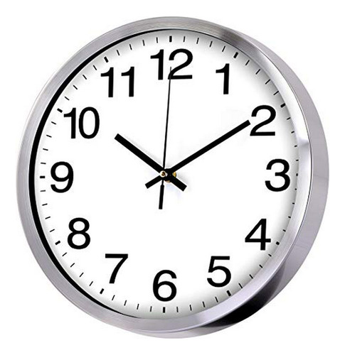 Reloj De Pared Metálico 12 Pulgadas Diseño Moderno Plateado.