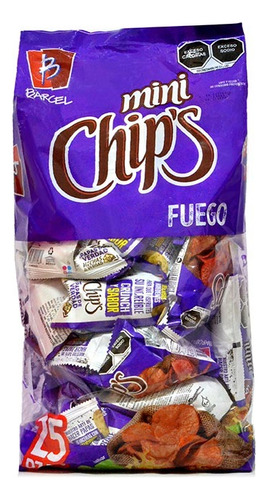 Barcel Mini Chips Fuego Botana Papas Fritas 25pz 450g