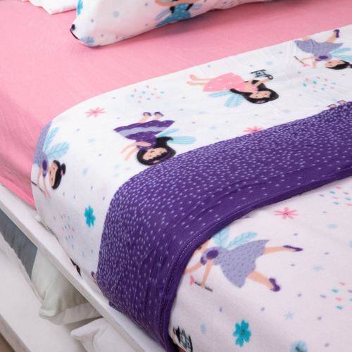 Sábanas Polar Hada Infantil 1.5 Plazas Doral Rosa Hada