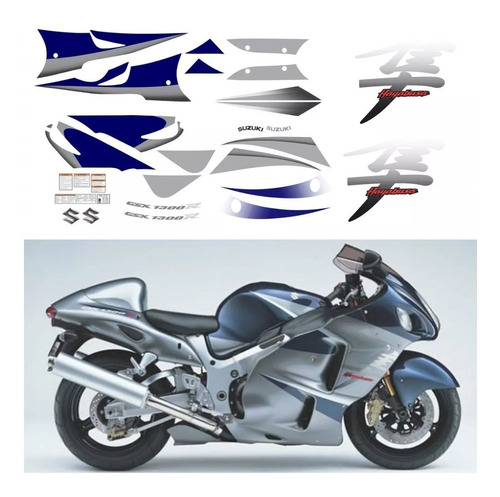 Kit Adesivos Faixas Hayabusa Azul 2007 Gsx 1300r Cor Padrão