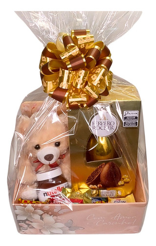 Cesta De Chocolates Com Urso Pelúcia Ideal Para Presentes G