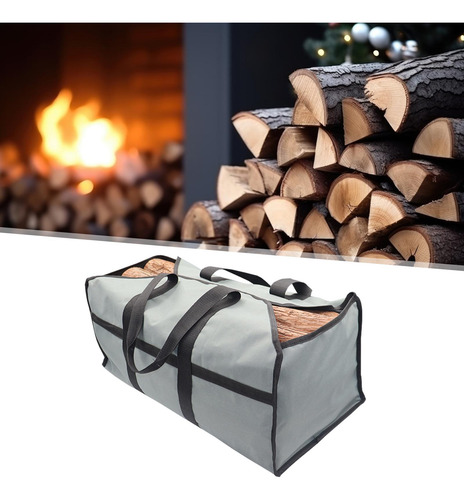 Portador De Leña Para Chimenea, Bolsa Para Troncos De Gris