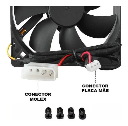 Imagem 4 de 5 de Ventilador Cooler Fan Ventoinha 120x120x15mm 12v 12cm X 12cm