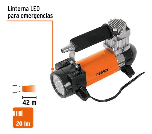 Compresora Portátil Para Llantas, 12v, Con Maletín, Truper