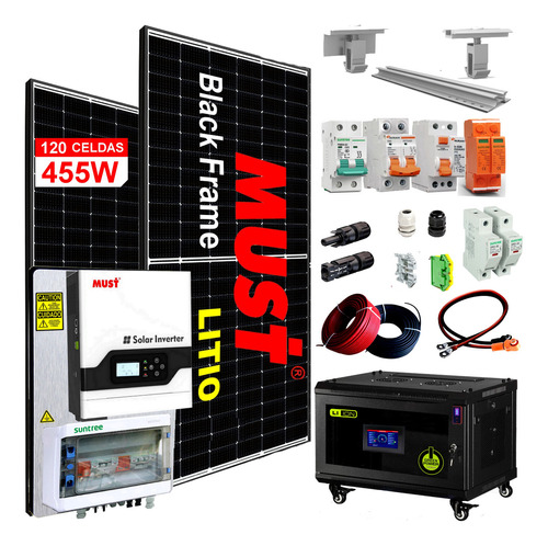 Kit Solar Must Completo Litio 4500w/d Inverter 3kw Ml8l