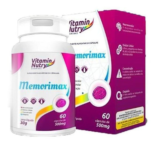 Suplemento Memória Memorimax Magnésio Vitamina 60 Cápsulas