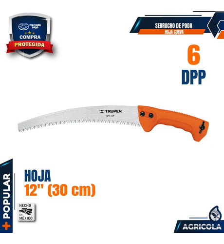Serrucho De Poda 12 Hoja Curva 6 Dpp Mango Plástico, 101389