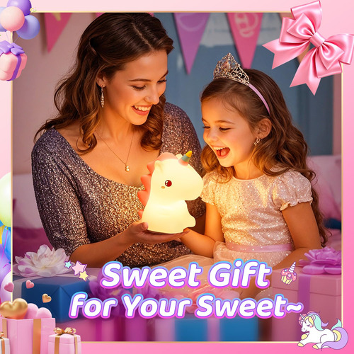 Unicornio Luz De Noche Kawaii Silicona Recargable 16 Colores