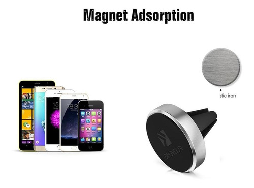 Imagen 6 de 8 de Soporte Celular Magnetico Portacelular Auto Aluminio Negro