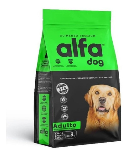 Alimento Premium Alfa Dog Adulto 3kg  Perro Mascota