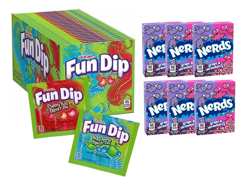 Combo Dulce Fun Dip Wonka + Caramelos Nerds X6 Cajas