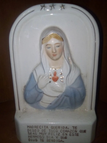 Figura De Porcelana De La Virgen Antigua En Perfecto Estado 