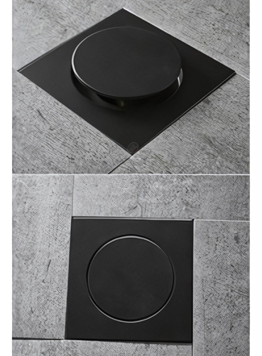 Ralo Banheiro 15x15 Click Veda Cheiro Inteligente Inox Preto