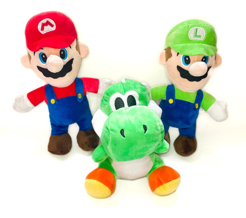 Kit de muñecos de peluche grandes, colección Super Mario, Luigi y Yoshi