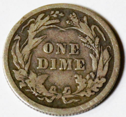 Moneda 1 Dime Barber Estados Unidos De Plata Año 1910 