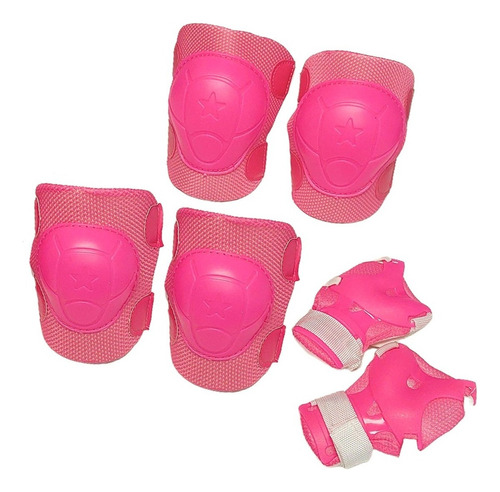 Set Proteccion Codera Muñequera Rodillera Rollers Patin Rosa