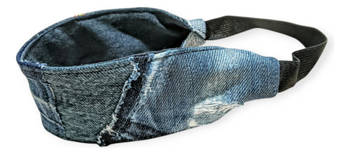 Vincha De Diseño Para El Pelo Tela Lgbt Upcycling Patchwork Jeans Pespunte Amarillo