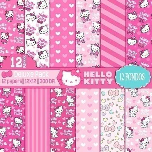 Kit Imprimible  Hello Kitty  12 Fondos 300 Dpi