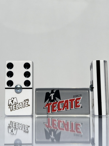 Domino Tecate Plata + Domino Carta Blanca Encapsulado Madera