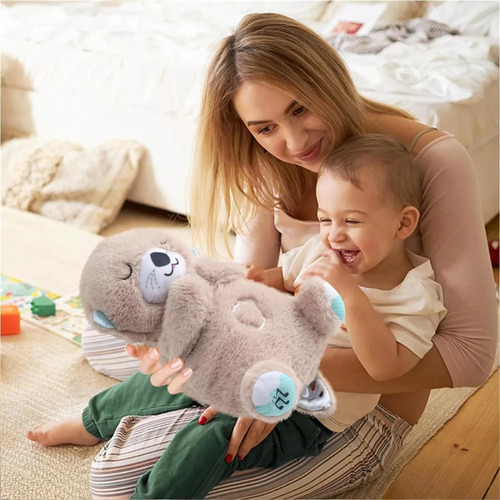Nutria Peluche Que Respira Y Tranquiliza Sonido Anti Estres Color Nutria Gris