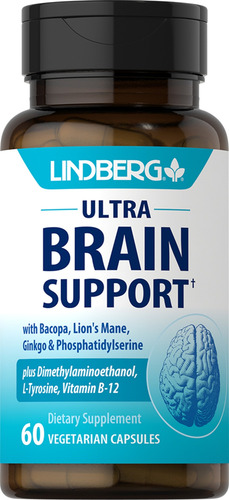 Ultra Brain Com Bacopa + Juba De Leão + B-12 - Importado Usa Sem Sabor