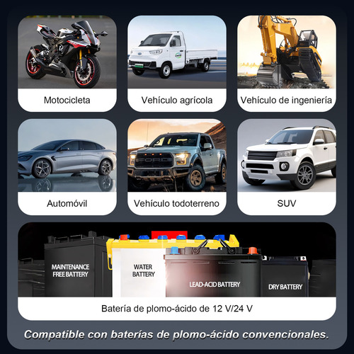 Cargador De Batería Led Automático Inteligente De 12v/24v