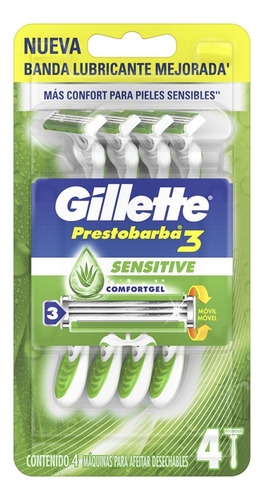 Gillette Prestobarba Sensitive Maquina De Afeitar X 4 U