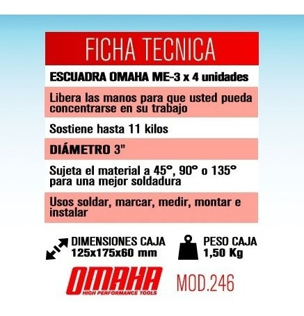 Imagen 2 de 6 de 4 Escuadras Magneticas Soporte Soldador Omaha 11 Kg 3 PuLG