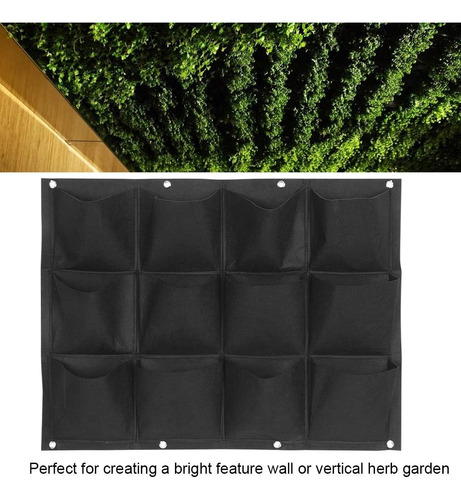 Maceta Colgante Vertical Negra Para Jardín Con 12 Puertos