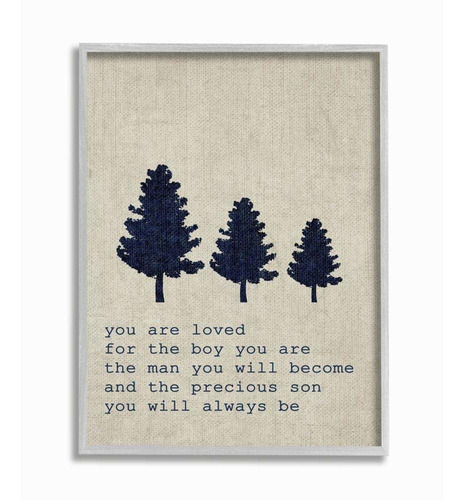 You Are Loved Son Trees Gray Framed Wall Art, 11x14, De...