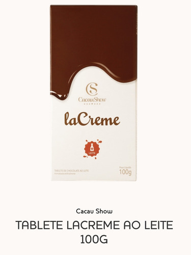 Tablete Lacreme Ao Leite 100g