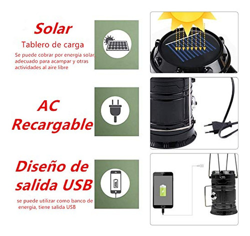 Ruiyue Luz De Camping, 6+1 Led Linterna Solar Linterna
