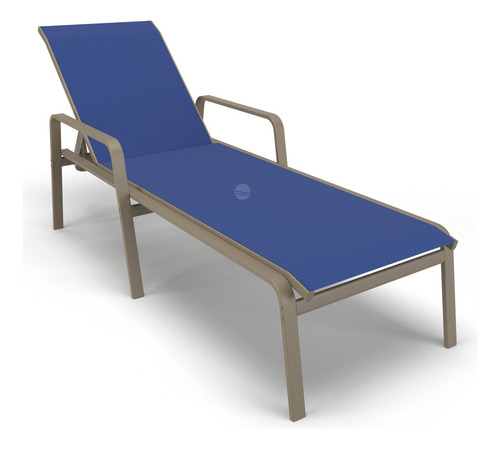 Kit 2 Espreguiçadeiras, Conjunto Ripado 4 Cadeiras, Mesa Lateral Ripado Aluv Móveis Alumínio Fendi Tela Azul