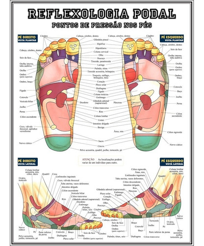 Imagem 1 de 3 de Poster Reflexologia Podal 60x80cm Pontos De Pressão Dos Pés