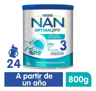 Leche de fórmula en polvo sin TACC Nestlé Nan Optipro 3 en lata de 1 de 800g - 1 a 3 años