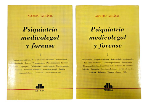 Psiquiatría Medicolegal Y Forense Achaval 2 Tomos Envíos