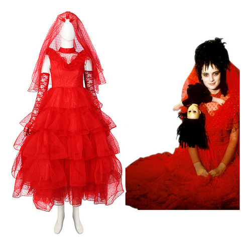 Archimago Del Inframundo Vestido Gótico Rojo Lydia Cosplay