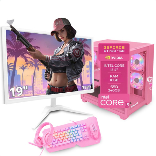 Pc Gamer Completo Intel I5 4a 16gb Gt730 4gb Ssd 240gb Rosa