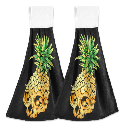 Exnundod 2 Toalla Mano Cocina Piña Verano Colgante Calavera