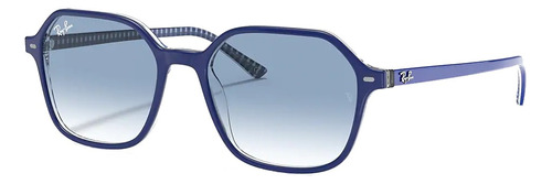 Óculos de sol Ray-Ban John Standard armação de acetato cor polished blue, lente light blue de cristal degradada, haste polished blue de acetato - RB2194