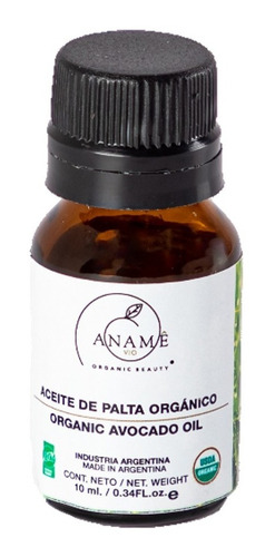 Aceite Palta- Avocado Orgán. 10 Ml. Certificado - Aname Vio 