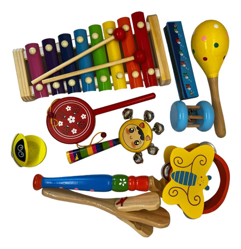 Juguetes Didacticos Musicales Para Niños Madera Pack X10