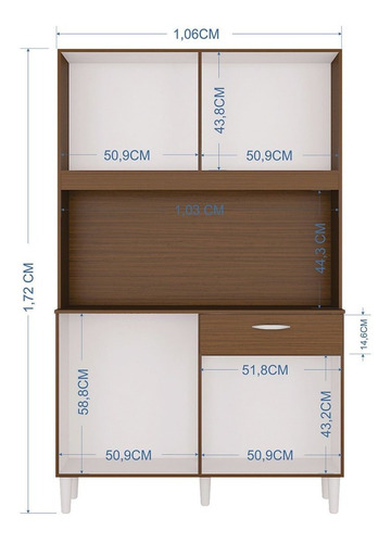Imagen 3 de 3 de Alacena Mueble Auxiliar Cocina Cassia 6 Puertas Cap / Alm
