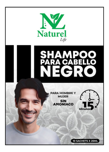 Shampoo Naturel Canas Color Negro Adios Canas 5 Minutos