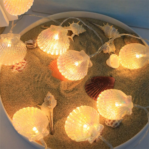 Cadena De Luces Led En Forma De Estrella Con Conchas De Made