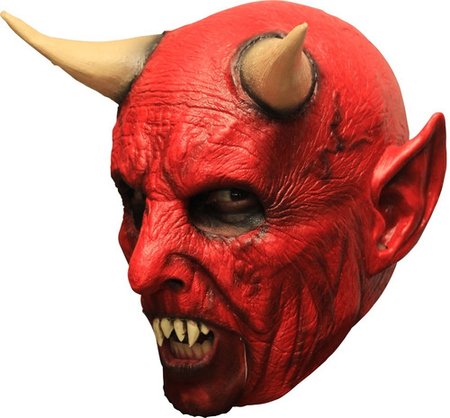 Máscara Diablo Demonio Con Cuernos Sin Mentón Halloween