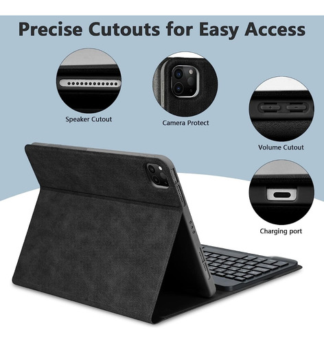 Estuche Forro Teclado Bluetooth Para iPad Con Espacio Pencil