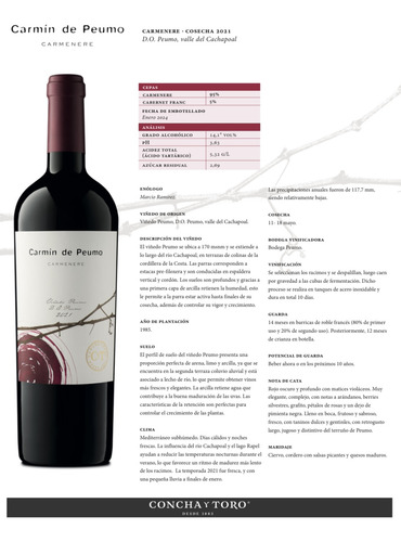 Carmin De Peumo Carmenere - Vino Do Peumo Chile